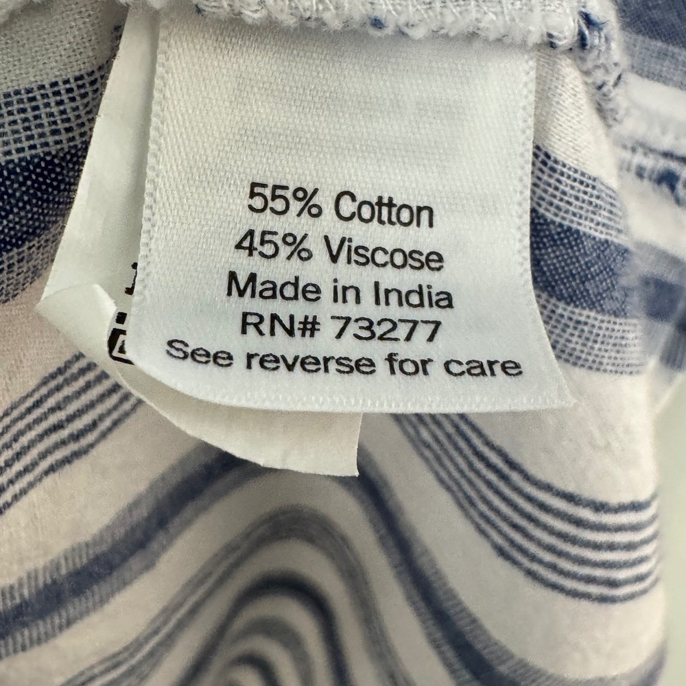 Croft & Barrow Blouse Women XXL Blue White Striped Smocked Button ‎ 3/4 Sleeve - Picture 5 of 6